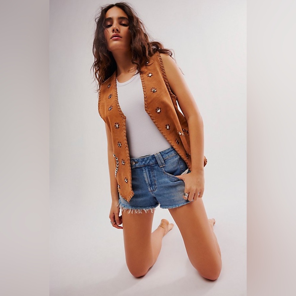 New UL Understated Leather x Free People Western Rachel Love Vest Sz L